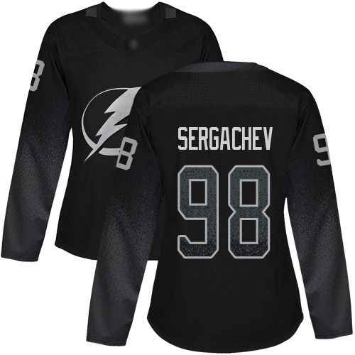 Adidas Tampa Bay Lightning #98 Mikhail Sergachev Black Alternate Authentic Women Stitched NHL Jersey->women mlb jersey->Women Jersey